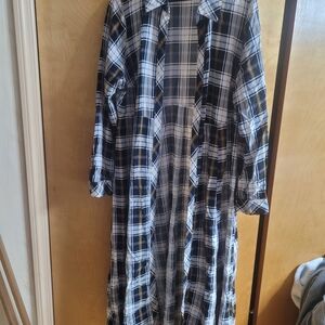 Torrid Black and White Plaid Duster